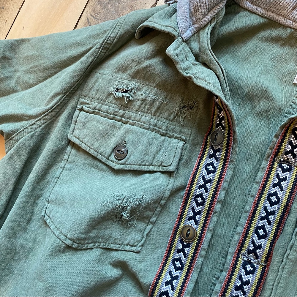Free People Weekend Warrior Military Jacket Hood - Picture 9 of 14